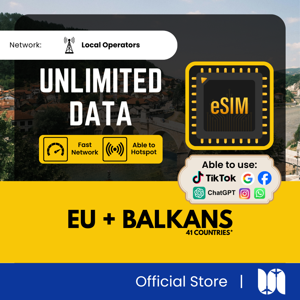 EU + Balkans eSIM - 5G Speed - Support TikTok