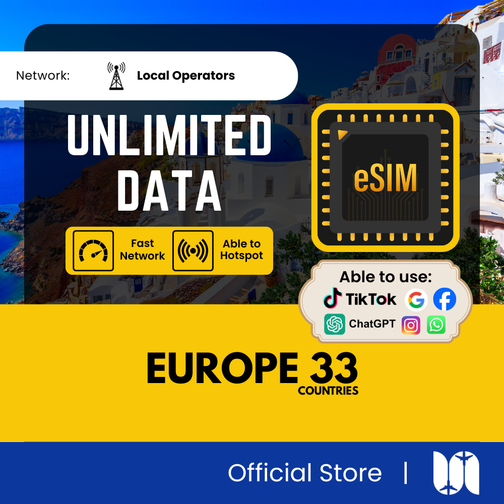 Europe 33 eSIM - 5G Speed - Support TikTok