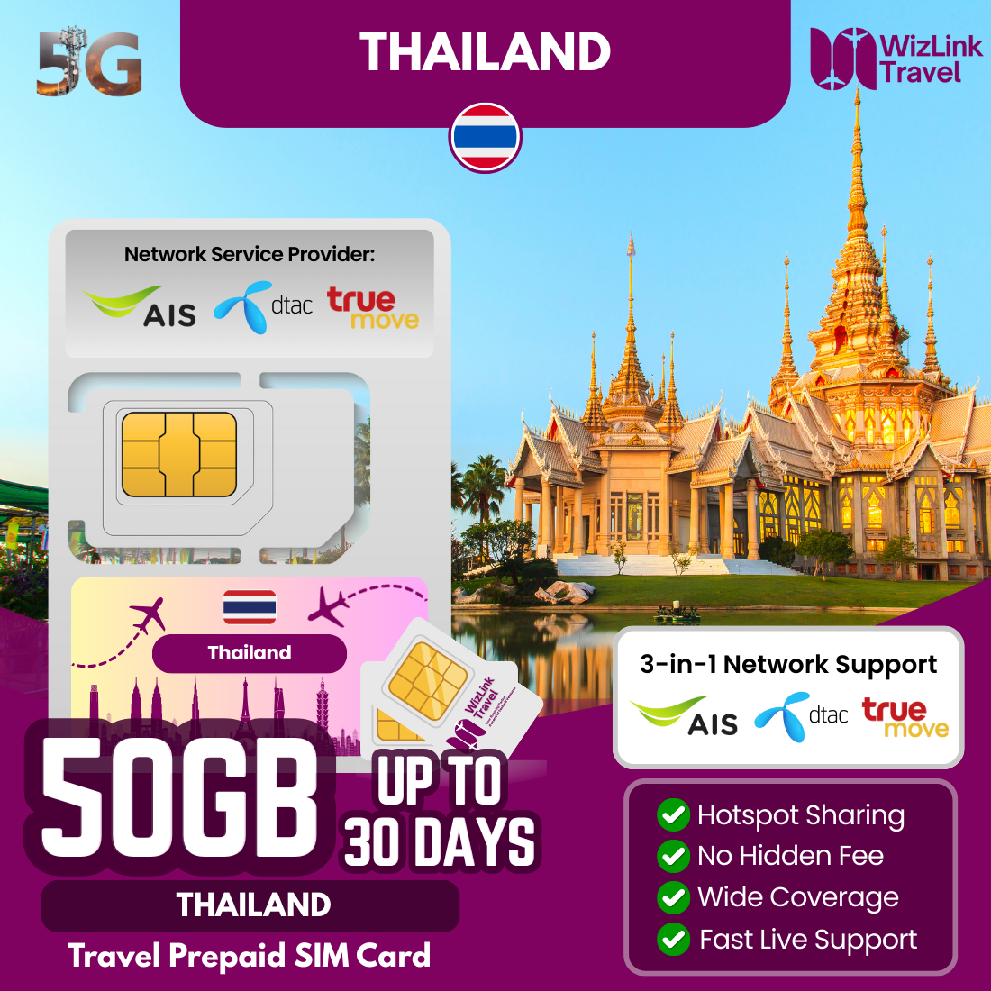 Thailand SIM Card - 5G Speed - AIS & dtac & True